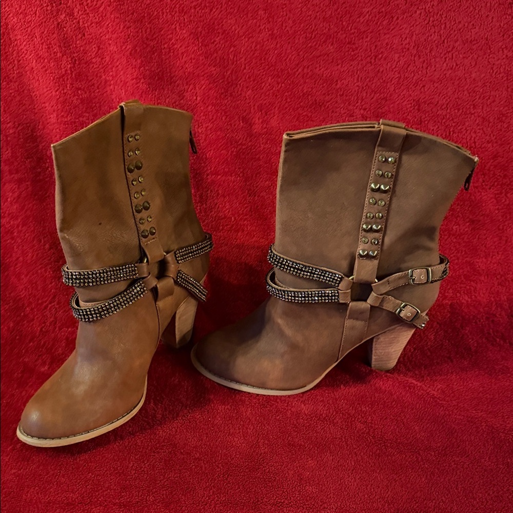 Not Rated Brown Studded Heeled Boots